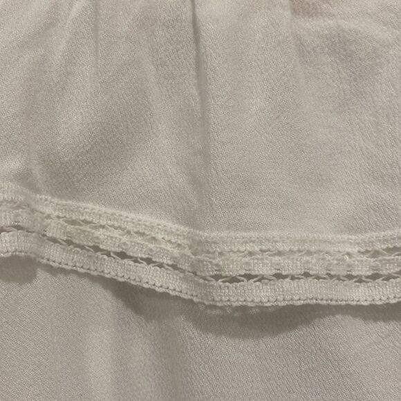 Forever 21 Plus White Open Lattice Lace Trim Cropped Ruffle Tank 0X EUC - Picture 7 of 8